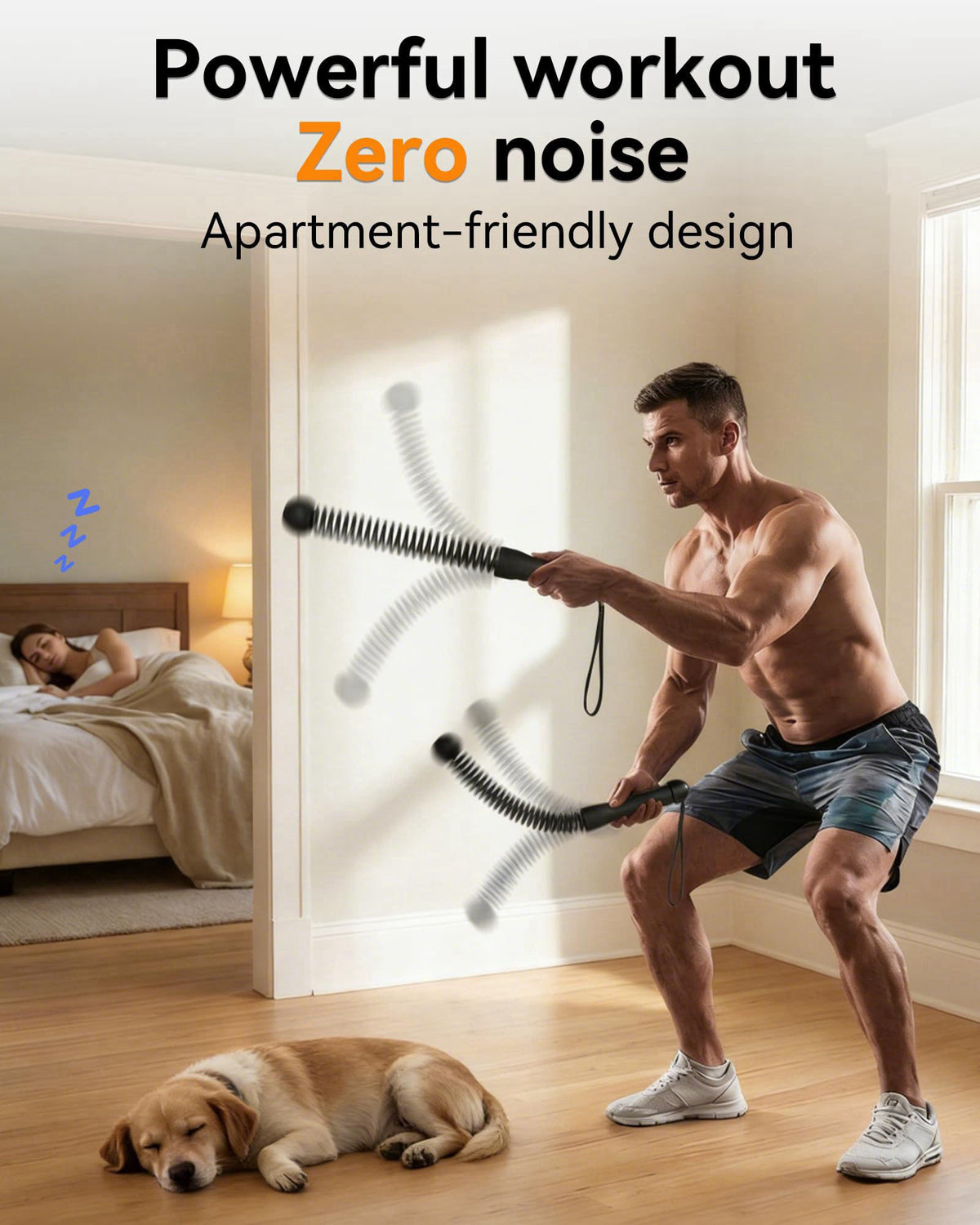 cuspla Weighted Ropeless Battle Ropes – Cordless Battle Ropes, Portable & Quiet Home Gym Workout Equipment | Low-Impact 