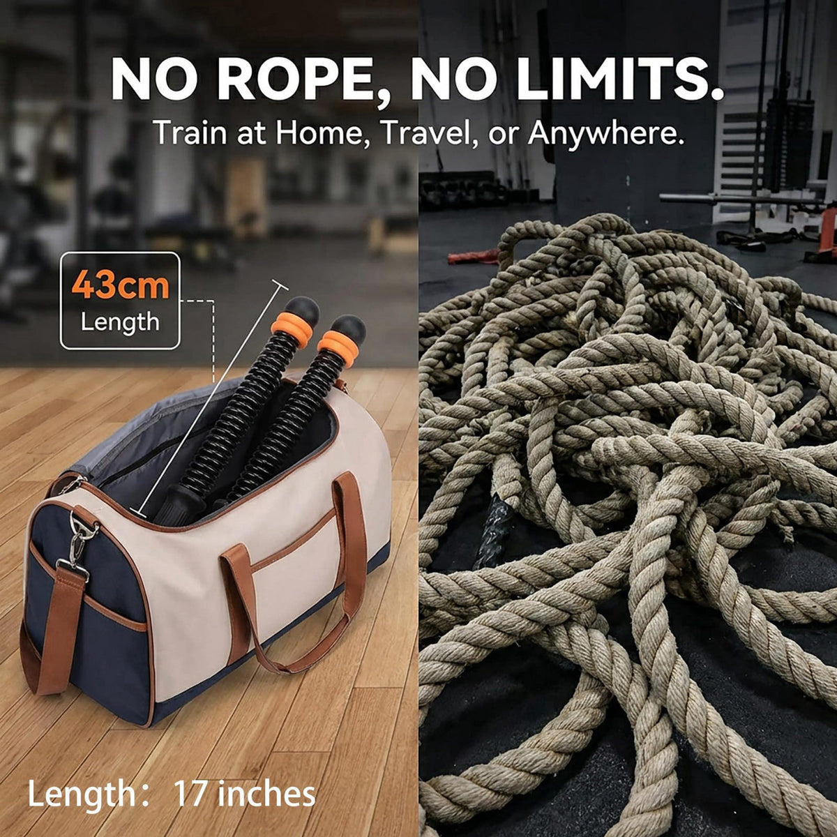 COCICA Ropeless Battle Ropes for Home Gym, Portable Weighted Cordless Battle Ropes Sticks, Adjustable Weight Workout and