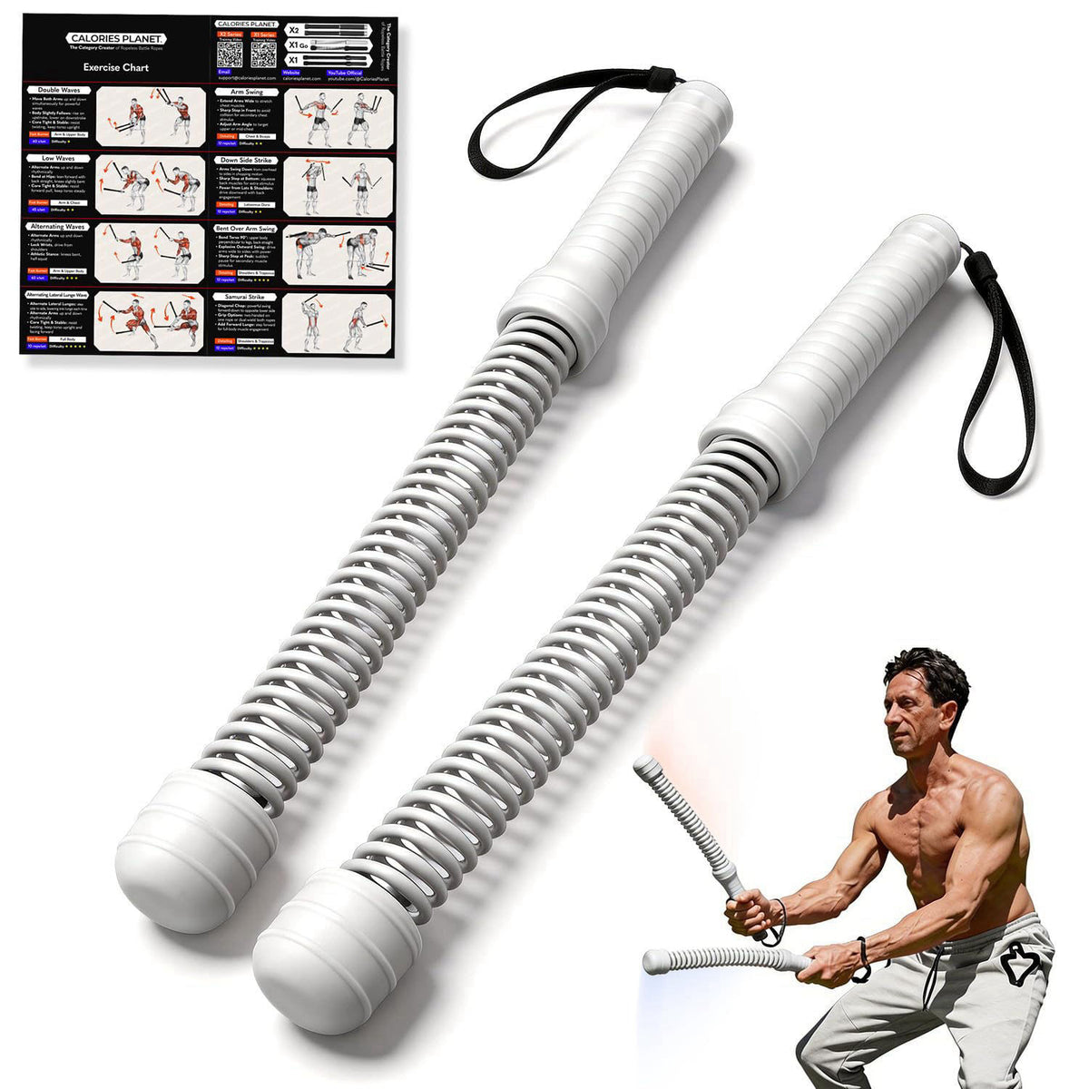 Calories Planet X1 Go Portable Ropeless Battle Ropes, Low-Impact HIIT Cardio Equipment – product photo (Battle Ropes)