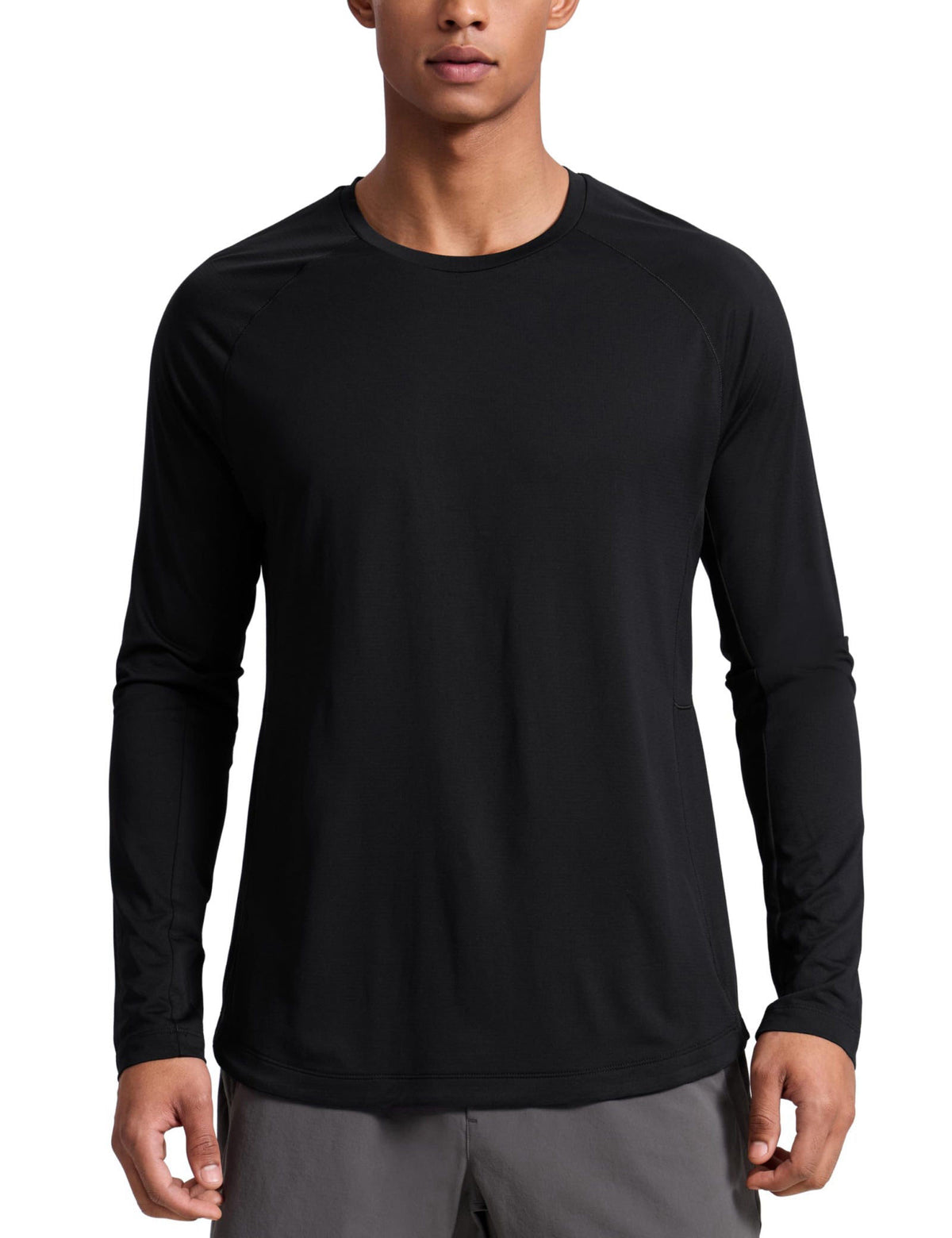 CRZ YOGA Quick Dry Long Sleeve Shirts – close-up detail in Black