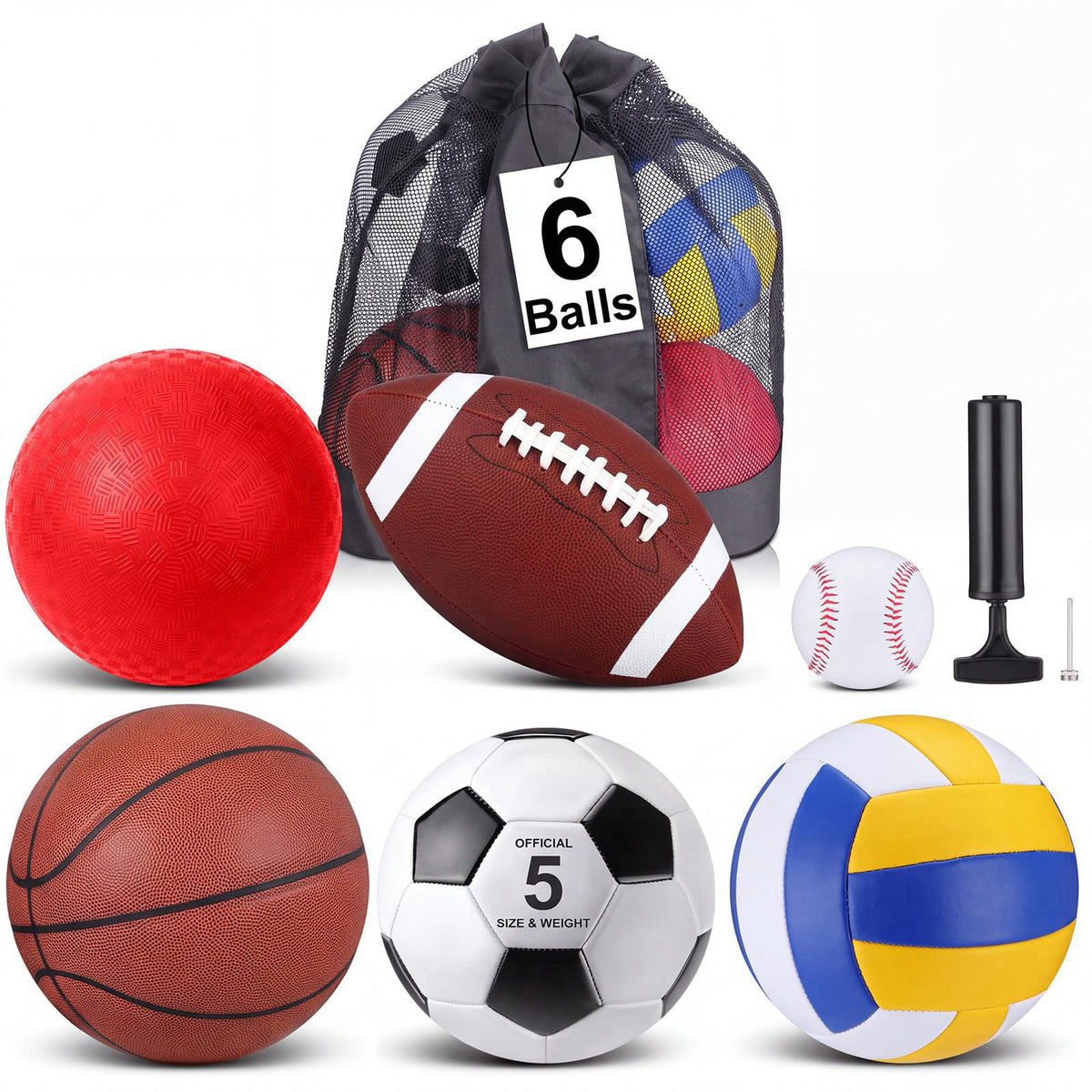 Libima 6 Pcs Sport Ball Set, Christmas Operation Gifts – [MULTIPLE], Polyurethane, Size 7