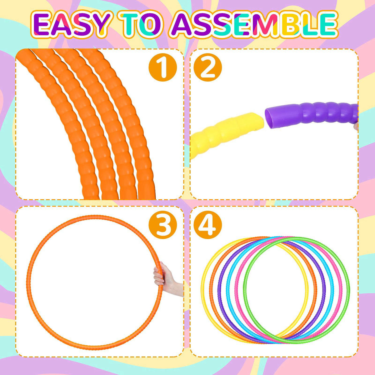 Sratte 6 Pack Exercise Hoops Detachable Snap,32 Inch,Simple Colors – packaging and label