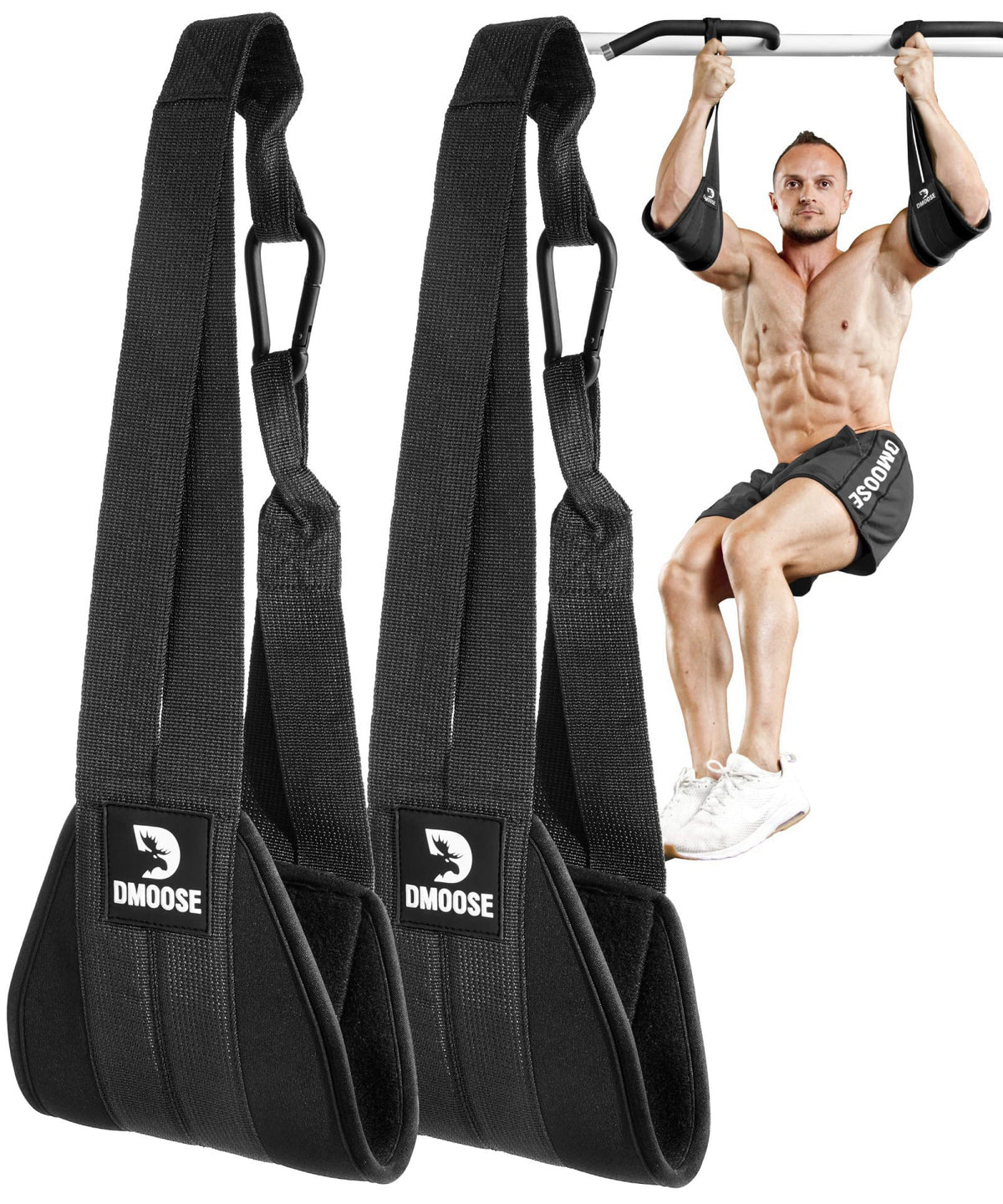 DMoose Fitness DMoose Hanging Ab Straps for Pull Up Bar & Core Strength Training (Pair) - Soft Padded Exercise Straps fo
