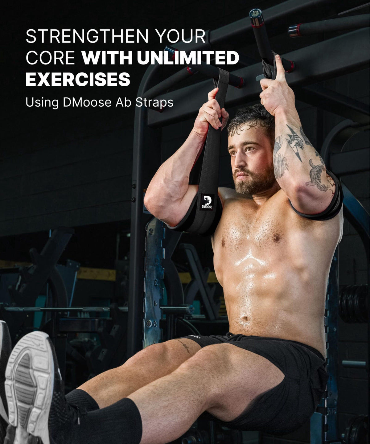 DMoose Fitness DMoose Hanging Ab Straps for Pull Up Bar & Core Strength Training (Pair) - Soft Padded Exercise Straps fo