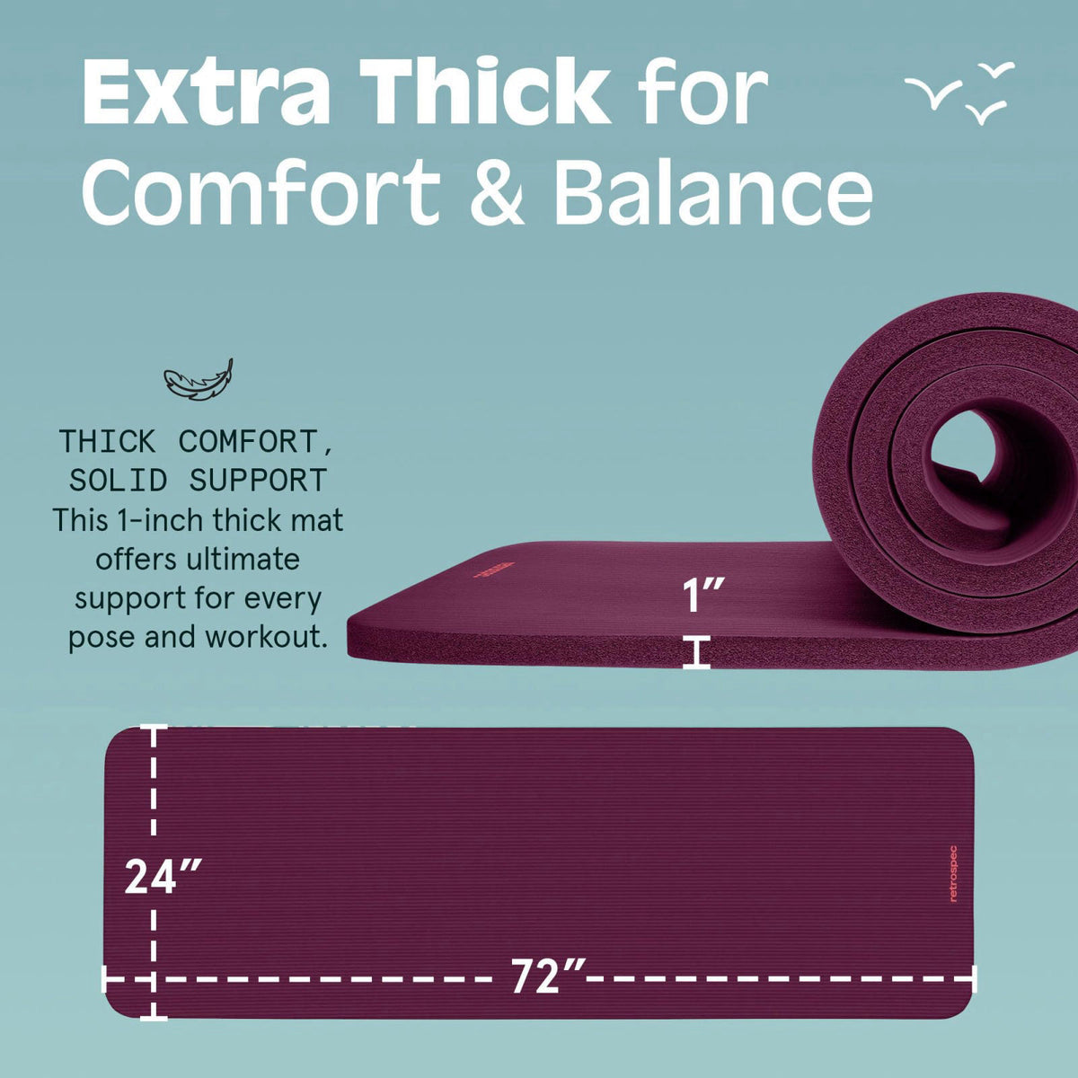 Retrospec Solana Yoga Mat 1 Thick w Nylon Strap for Men by Premium Selection — view 4