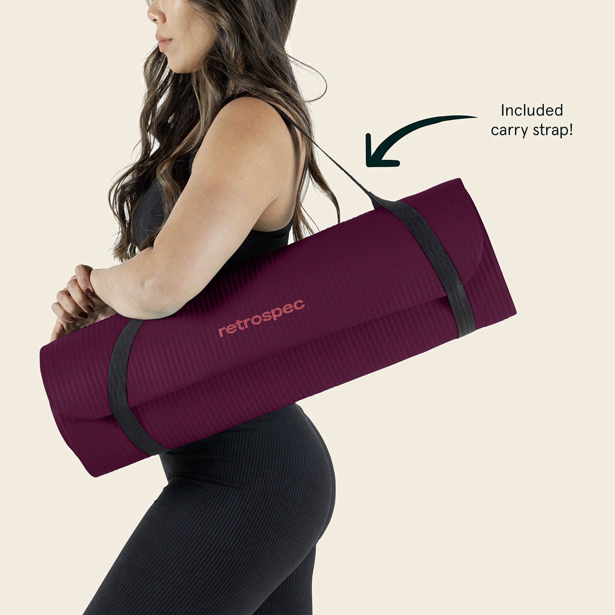 Retrospec Solana Yoga Mat 1 Thick w Nylon Strap for Men by Premium Selection — view 8