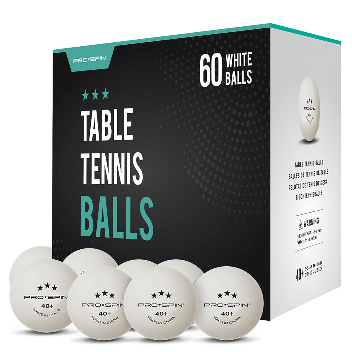 PRO-SPIN Ping Pong Balls - 3-Star Premium White Table Tennis Balls | High-Performance 40+ ABS Professional Quality