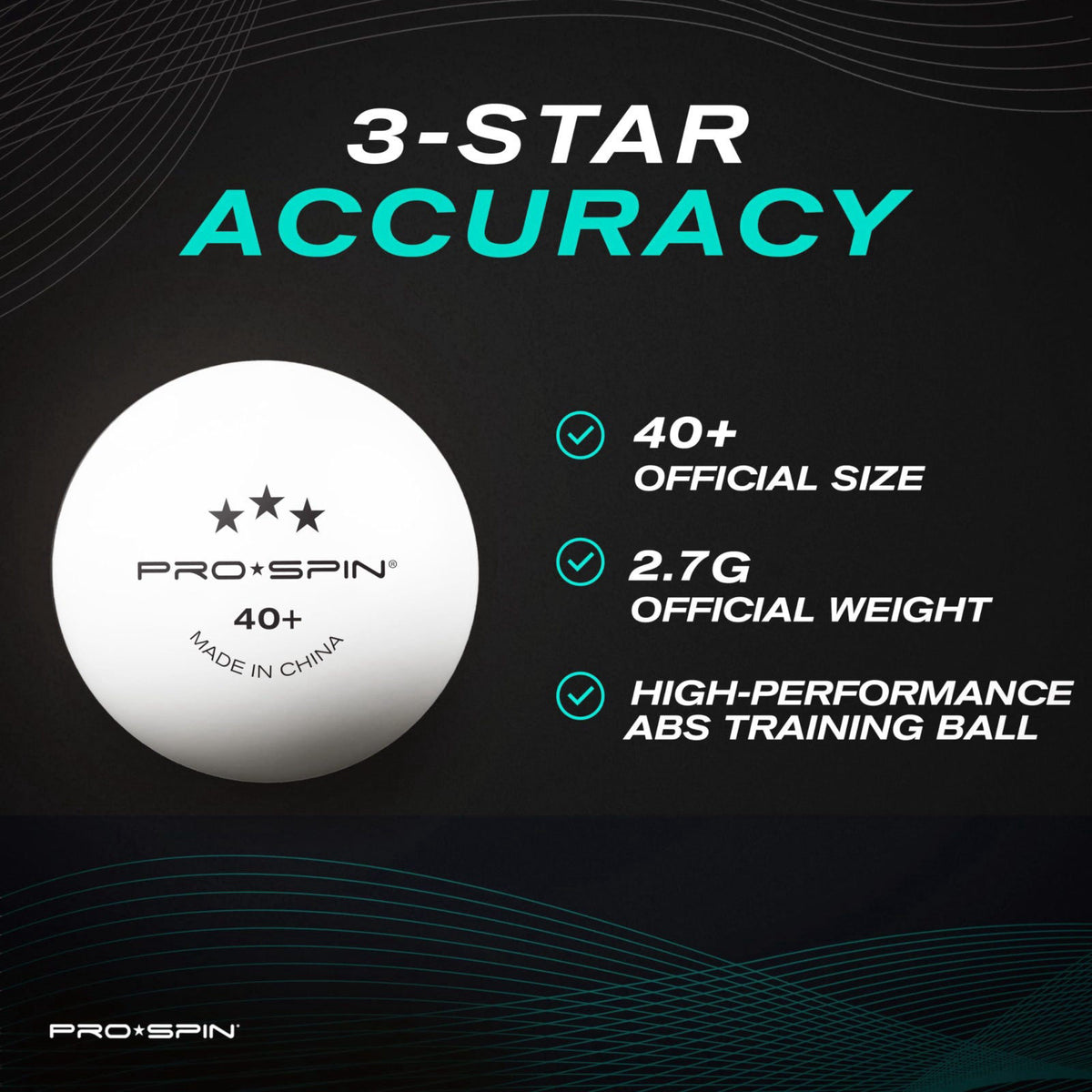PRO-SPIN Ping Pong Balls - 3-Star Premium White Table Tennis Balls | High-Performance 40+ ABS Professional Quality – pac
