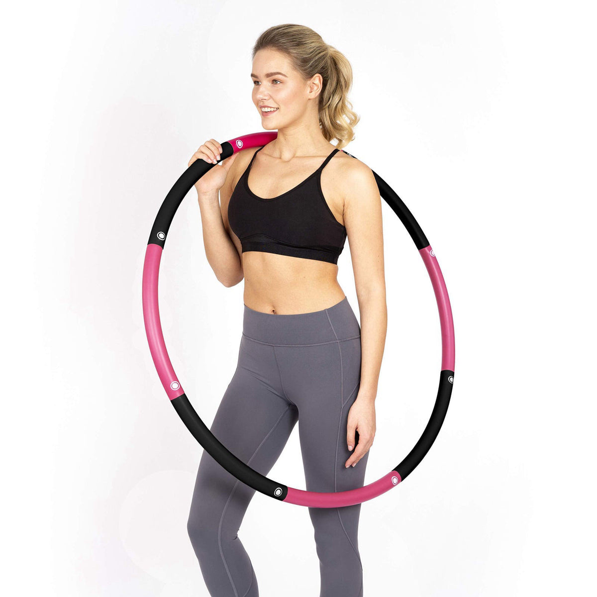 HEALTHYMODELLIFE Exercise Fitness Hoop for Adults - Easy to Spin, Premium Quality and Soft Padding Weighted Hoop - Detac