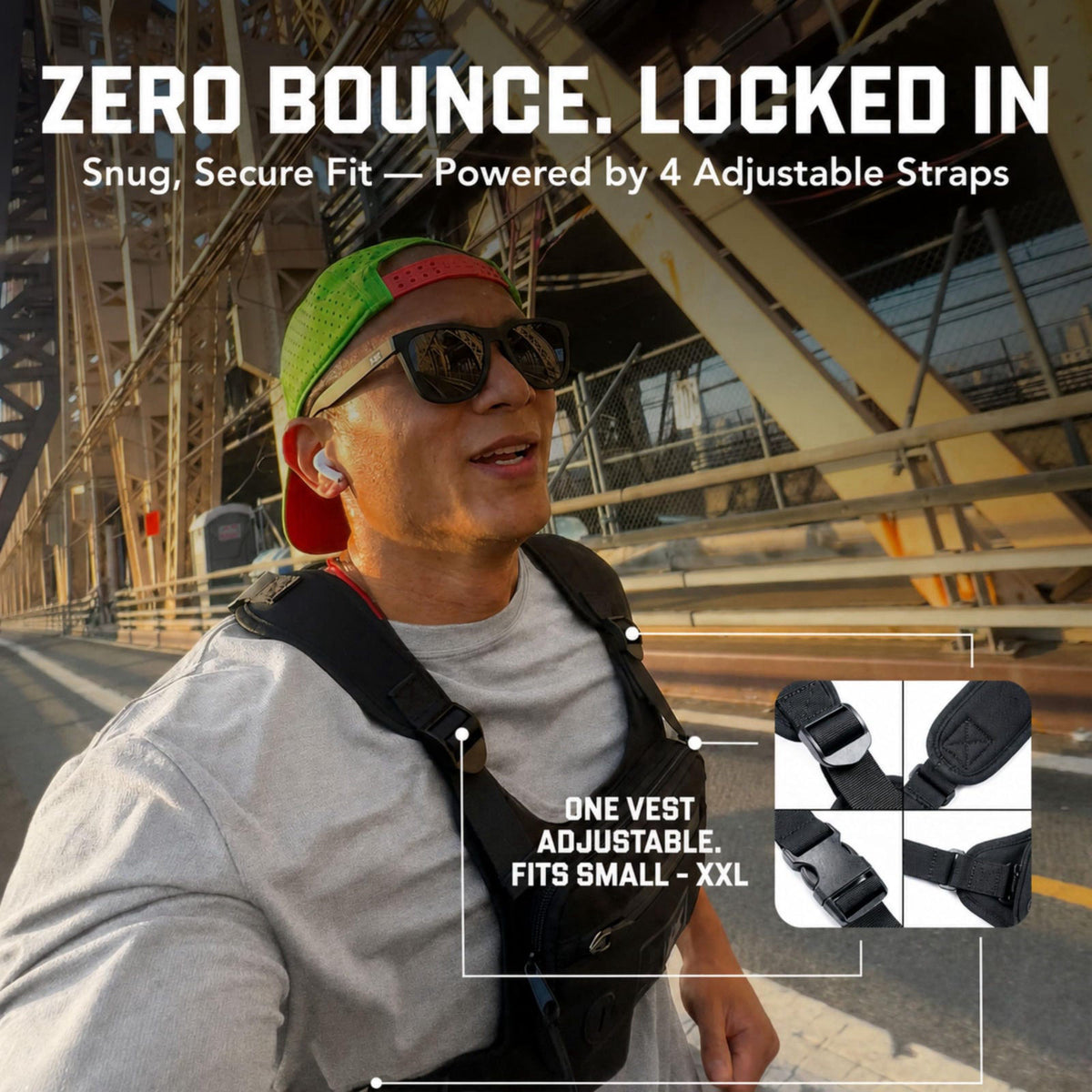 MVRK Water Resistant Running Vest Chest Pack, Phone Holder for Running, Lightweight Training Pack with Reflective Detail