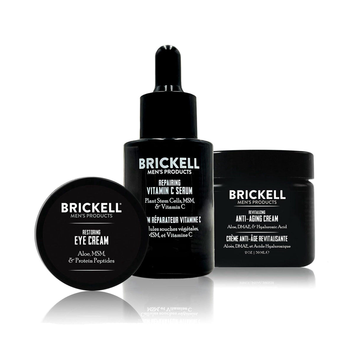 Brickell Men's Products Brickell Men's Advanced Anti-Aging Routine, Night Face Cream, Facial Serum and Eye Cream, With H
