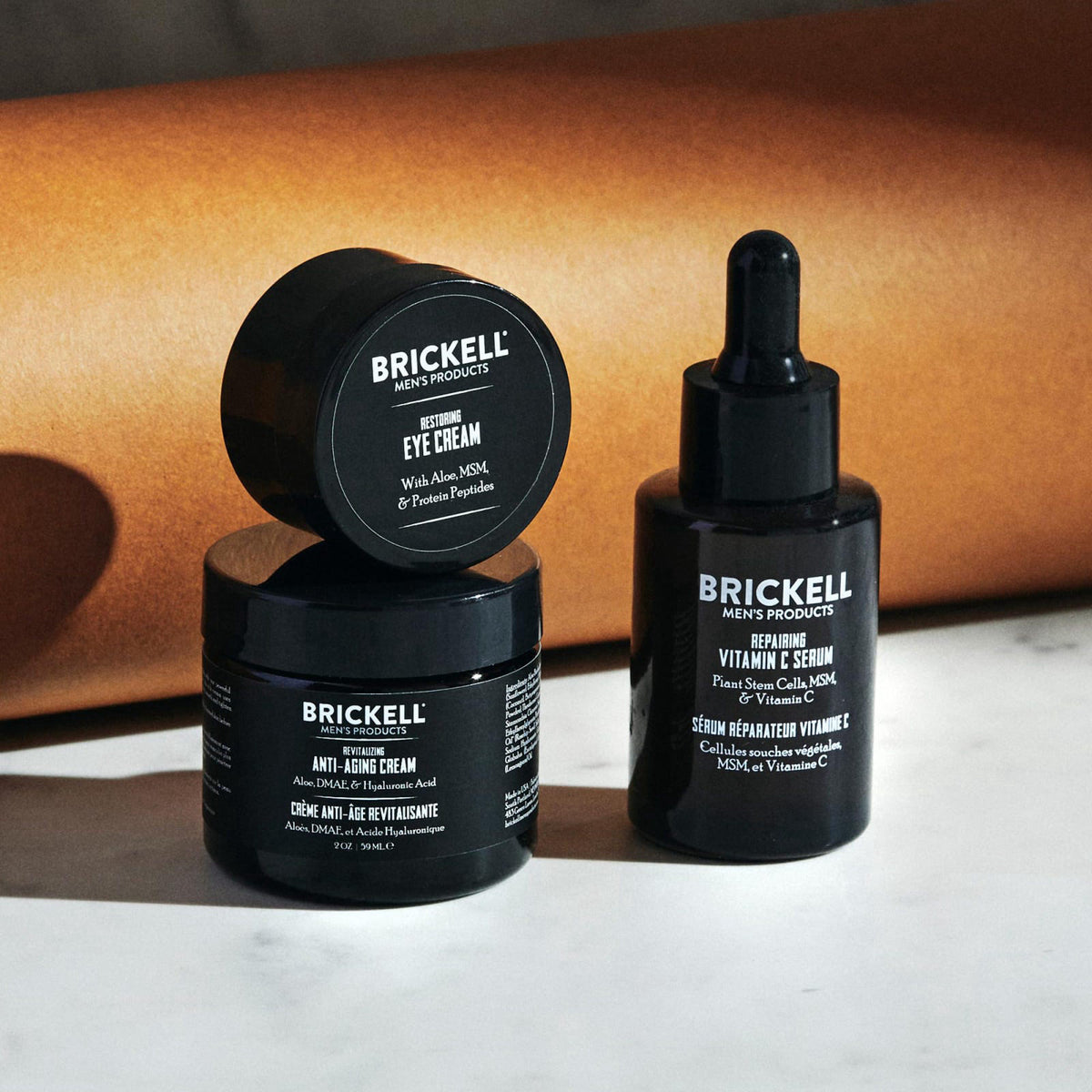 Brickell Men's Products Brickell Men's Advanced Anti-Aging Routine, Night Face Cream, Facial Serum and Eye Cream, With H