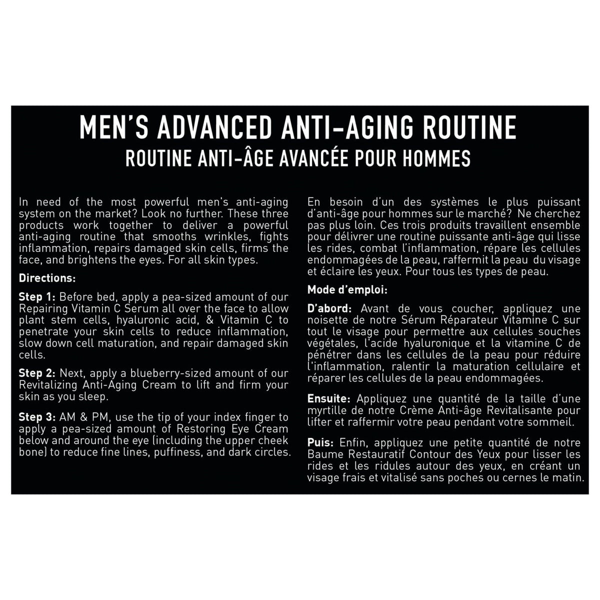 Brickell Men's Products Brickell Men's Advanced Anti-Aging Routine, Night Face Cream, Facial Serum and Eye Cream, With H