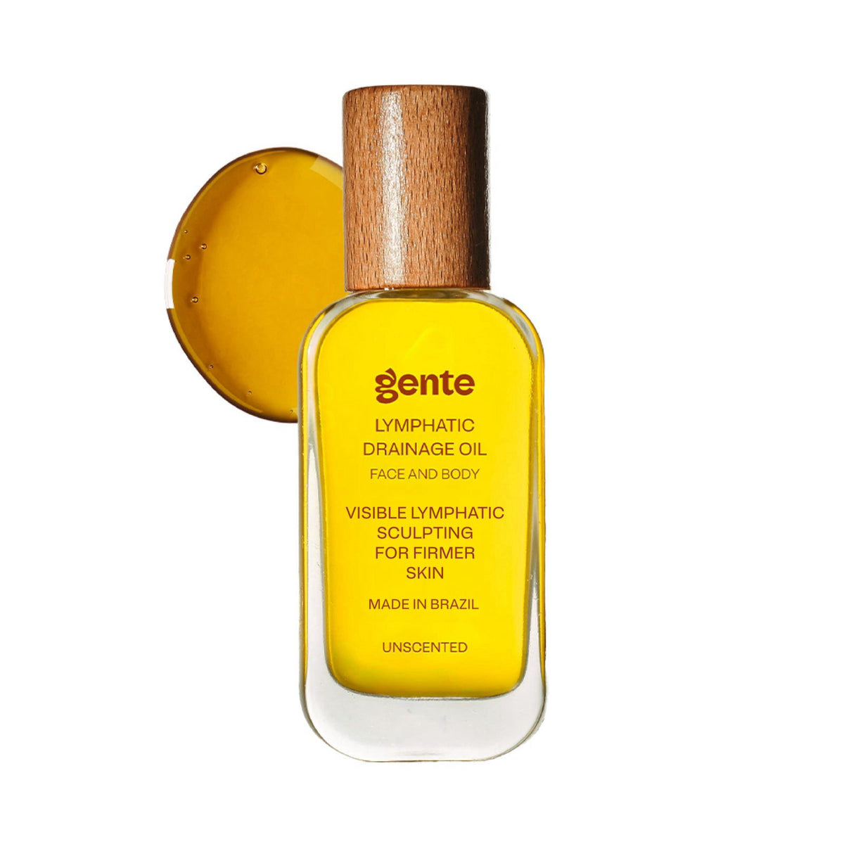 GENTE INC. Gente Beauty Lymphatic Drainage Oil for Body & Face, Unscented Skin Tightening & Sculpting Oil, Caffeine Body