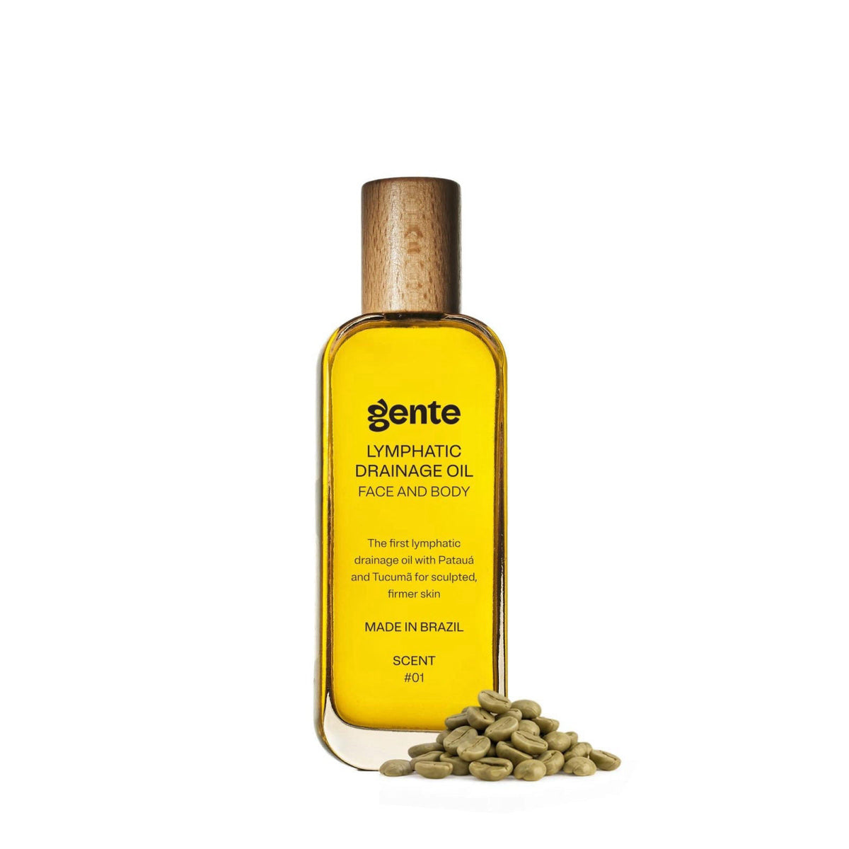 GENTE INC. Gente Beauty Lymphatic Drainage Oil for Body & Face, Unscented Skin Tightening & Sculpting Oil, Caffeine Body