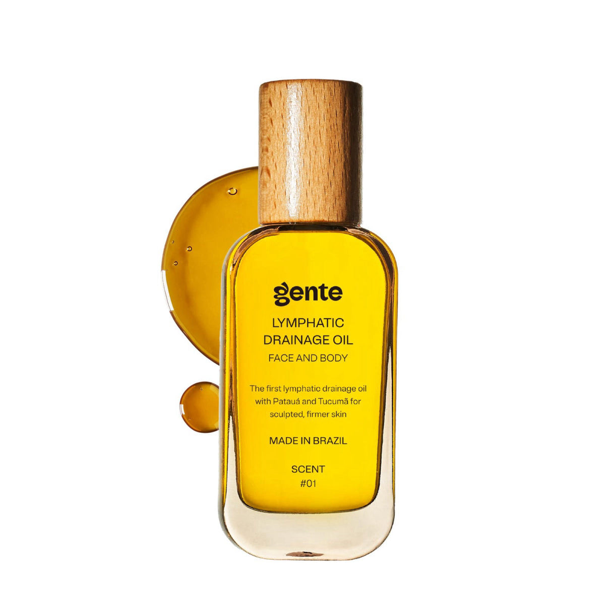 GENTE INC. Gente Beauty Lymphatic Drainage Oil for Body & Face, Unscented Skin Tightening & Sculpting Oil, Caffeine Body
