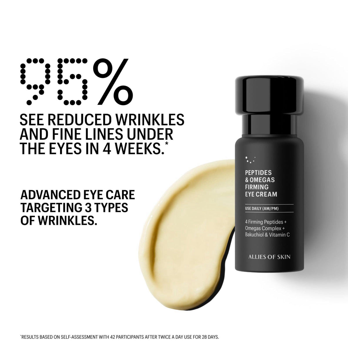 Allies of Skin Peptides Firming Eye Cream | Under Eye Moisturizer for Dark Circles & Puffiness | Bakuchiol, Ceramides an