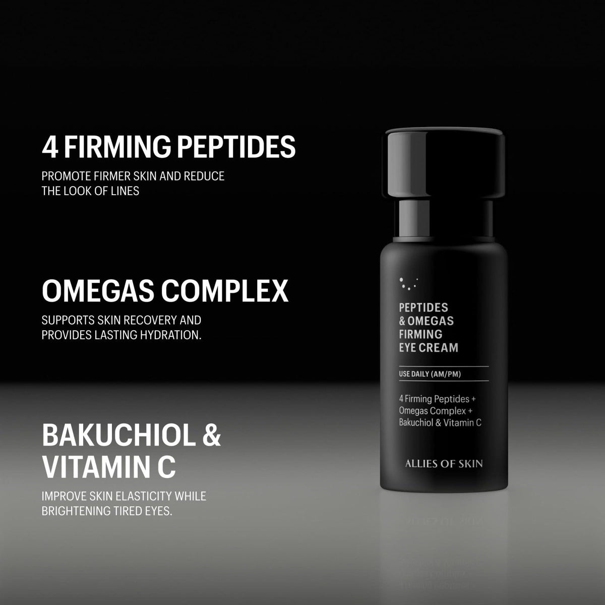 Allies of Skin Peptides Firming Eye Cream | Under Eye Moisturizer for Dark Circles & Puffiness | Bakuchiol, Ceramides an