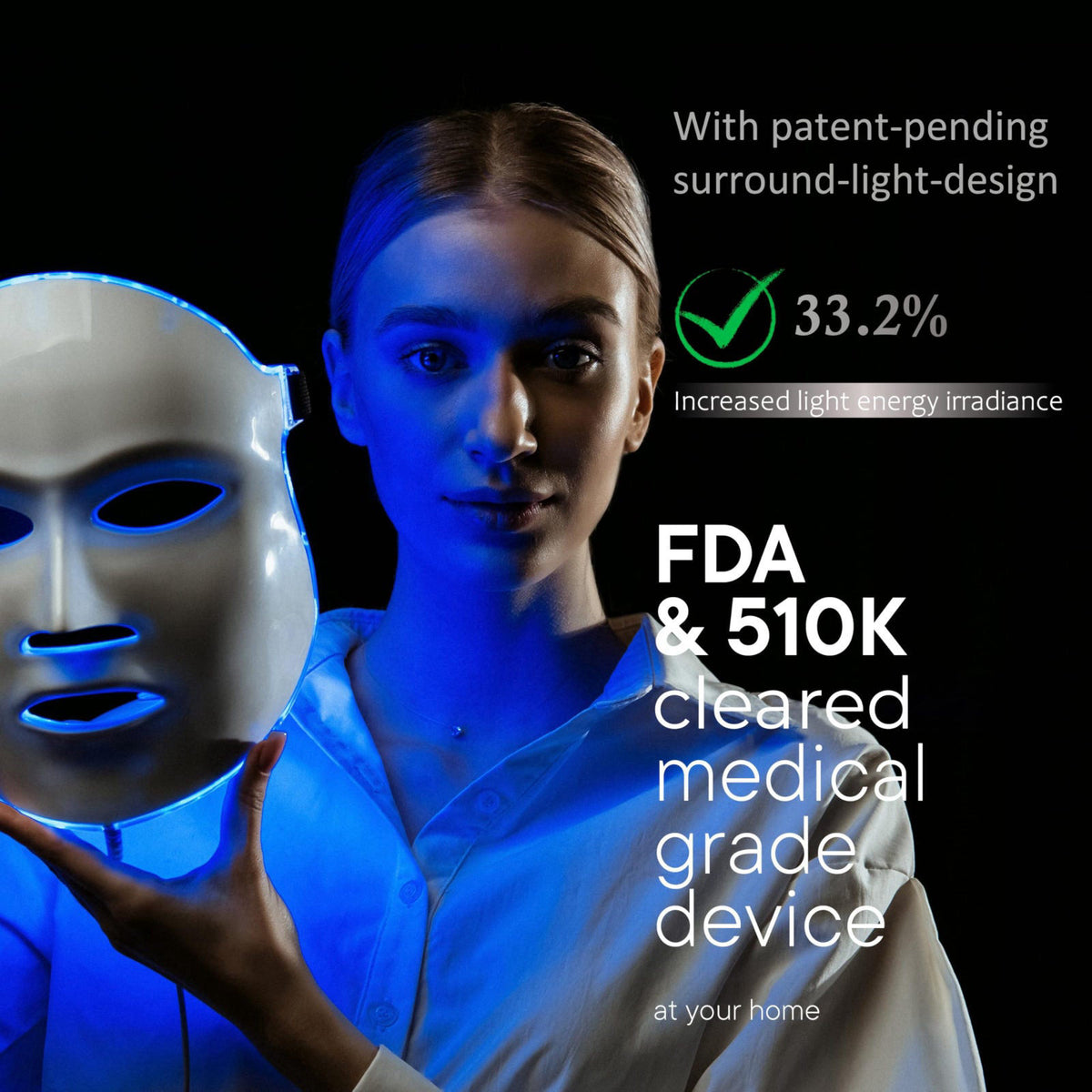 Aphrona FDA cleared LED Facial Mask MOONLIGHT PRO 7 Color Treatment Photon Mask, Red light Blue light for Acne Removal W