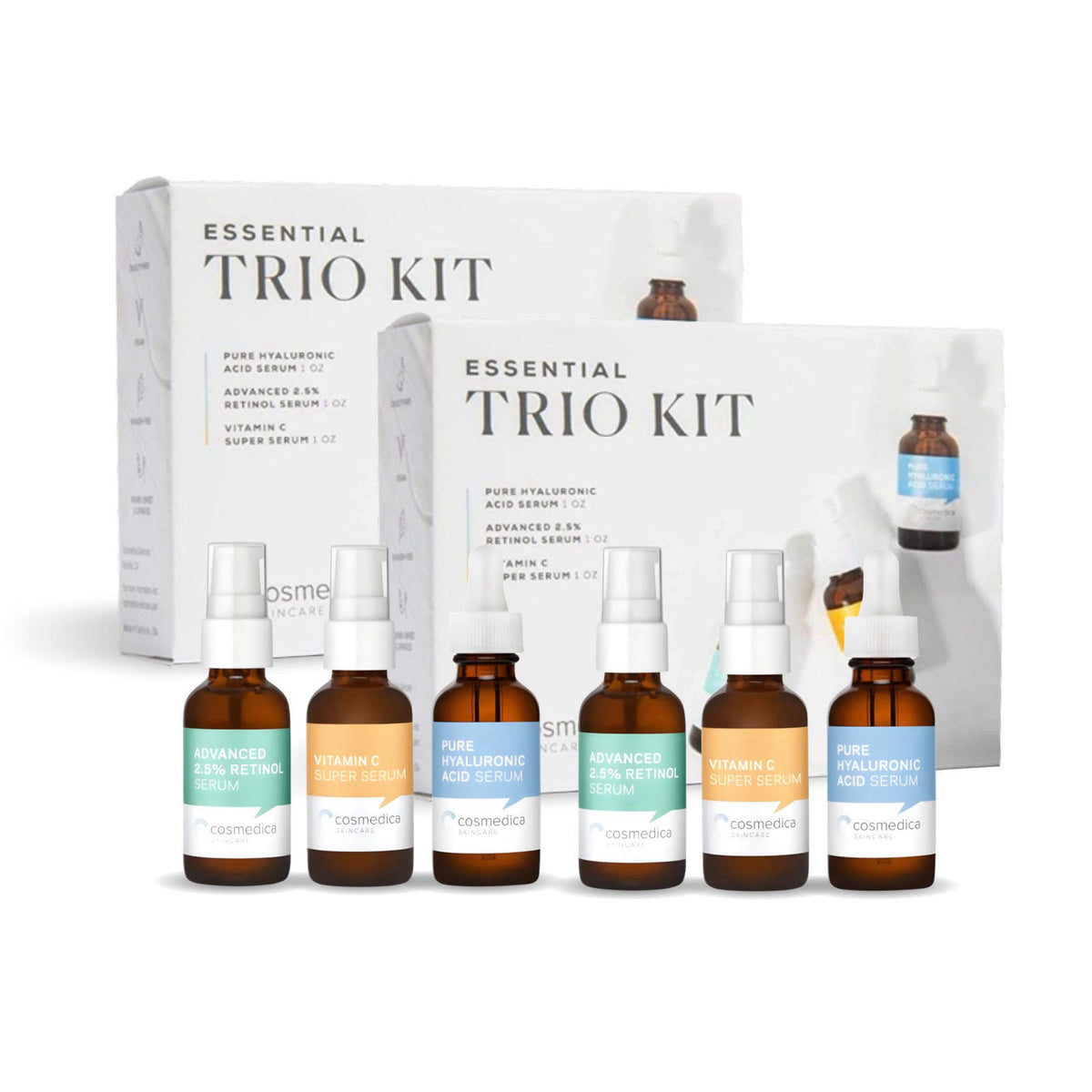 Cosmedica Skincare Cosmedica Vitamin C, 2.5% Retinol & Hyaluronic Acid Face Serum Set 6x1 oz – product photo (Serums)