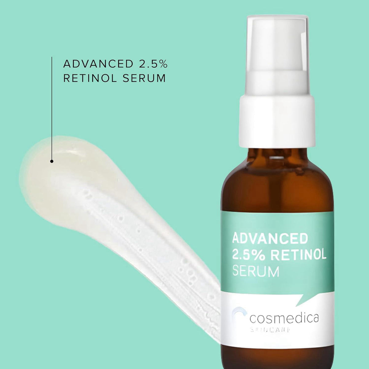 Cosmedica Skincare Cosmedica Vitamin C, 2.5% Retinol & Hyaluronic Acid Face Serum Set 6x1 oz – packaging and label