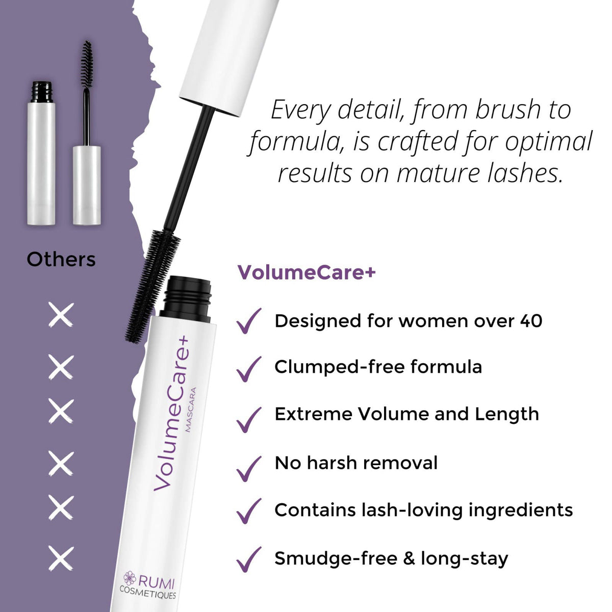 Rumi Cosmetiques VolumeCare+ Mascara for Older Women, Natural Black – alternate angle