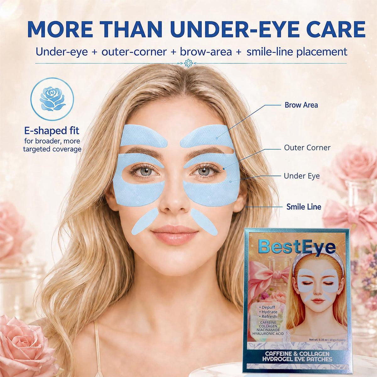 Besteye Collagen Under Eye Patches for Puffy Eyes and Dark Circles,Eye Mask – packaging and label