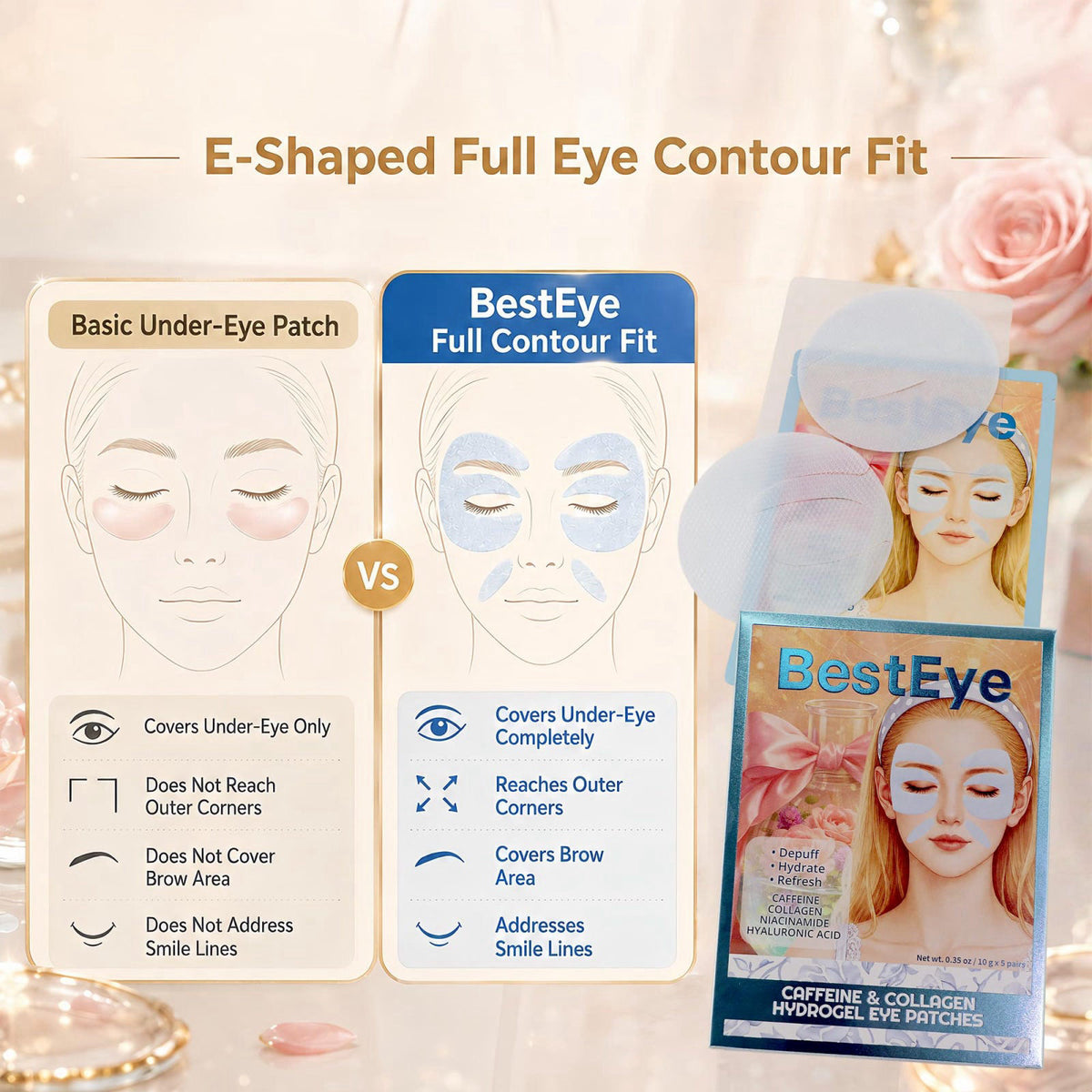 Besteye Collagen Under Eye Patches for Puffy Eyes and Dark Circles,Eye Mask – alternate angle