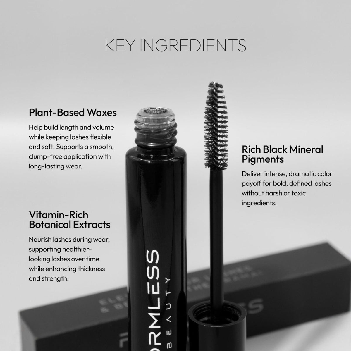 Formless Beauty by Jenny McCarthy Elevate Mascara & Classic Eyeliner, Black – packaging and label