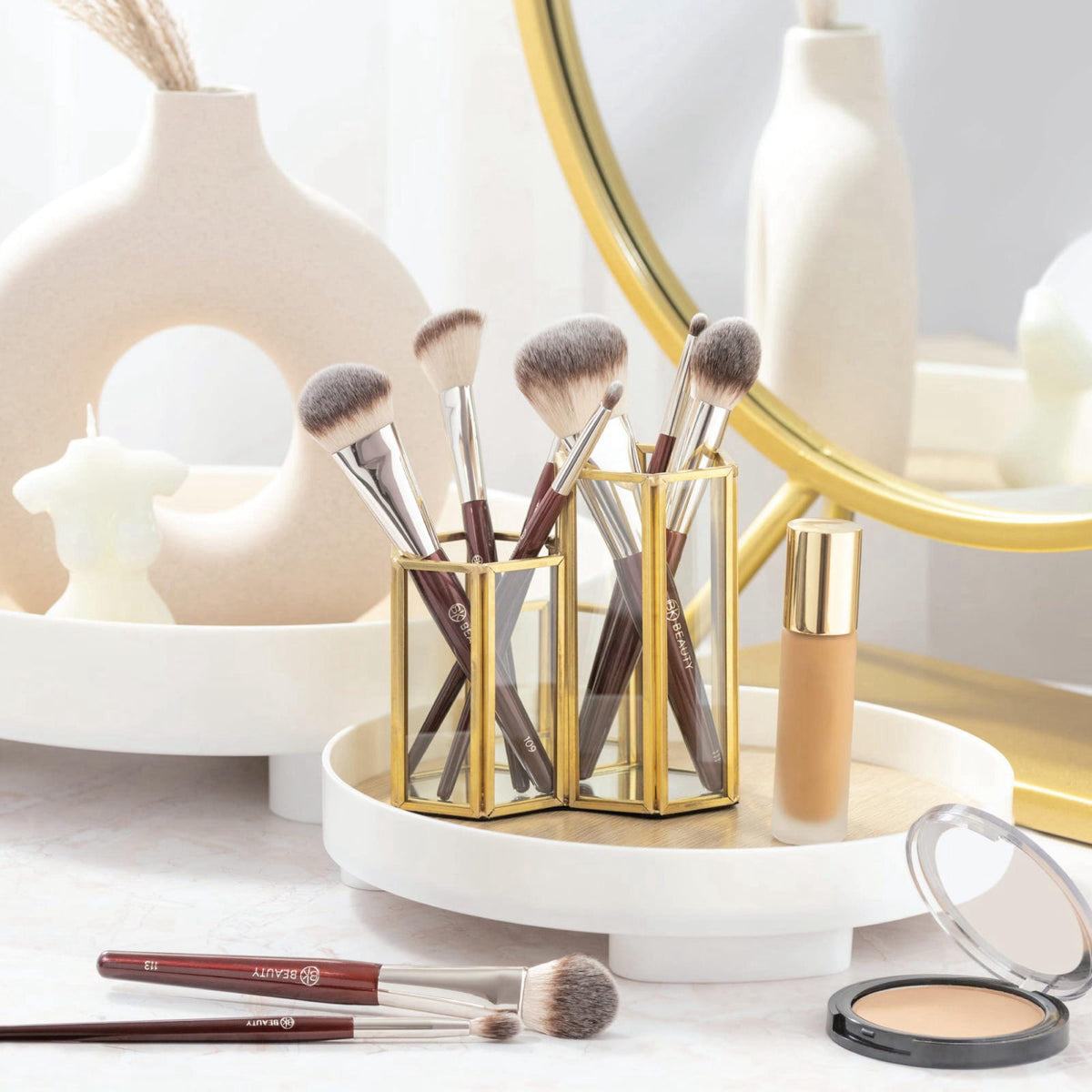 BK BEAUTY - CORE LINE EXTENSION FACE SET (5PC) - Professional Makeup Brush Set for Liquid, Cream & Powder | Premium Make