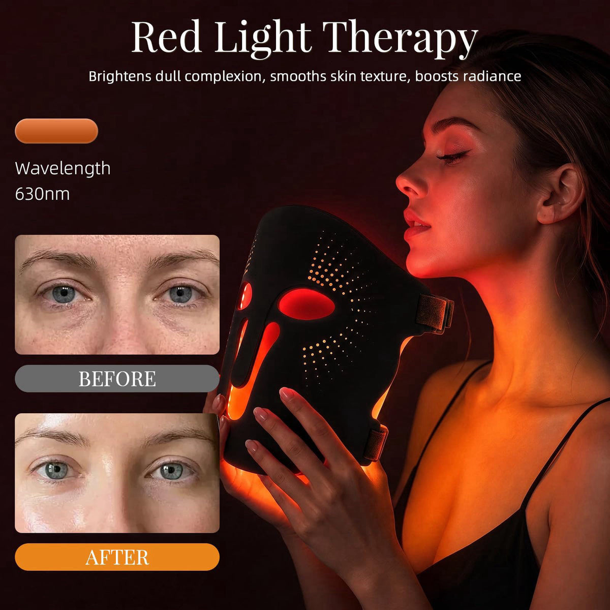 bubbotparty Red Light Mask Therapy for Face, FDA-Cleared, 3 Colors Red Blue Near Infrared LED Light Therapy Mask, 630nm 