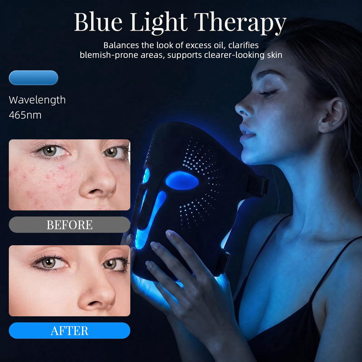 bubbotparty Red Light Mask Therapy for Face, FDA-Cleared, 3 Colors Red Blue Near Infrared LED Light Therapy Mask, 630nm 