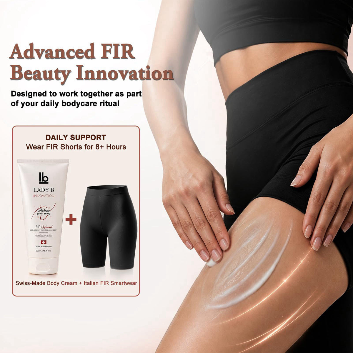 LADY B INNOVATION / FIR INFRARED LADY B Firming & Cellulite Body Lotion with Caffeine & Shea Butter – 6.8 Fl Oz Swiss Bo