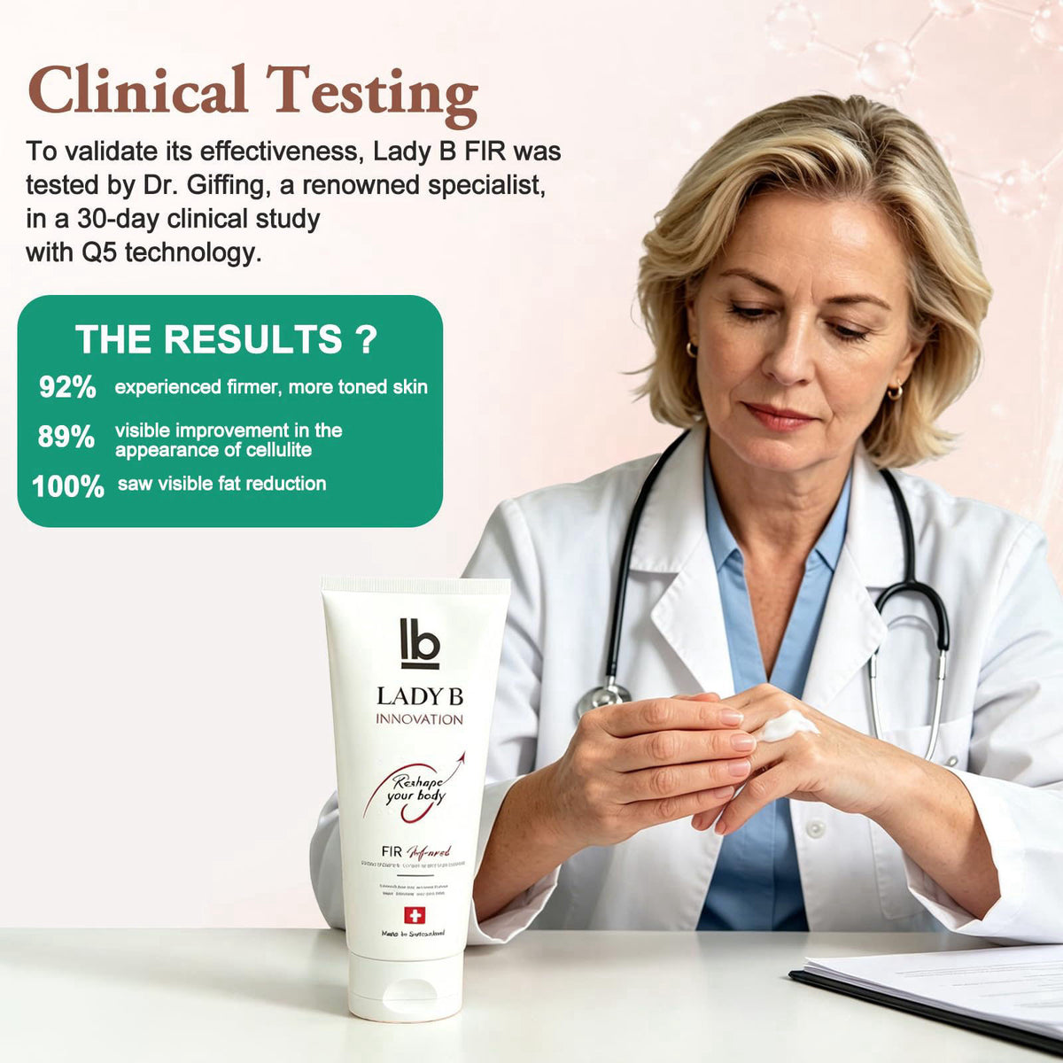 LADY B INNOVATION / FIR INFRARED – Lotions on display
