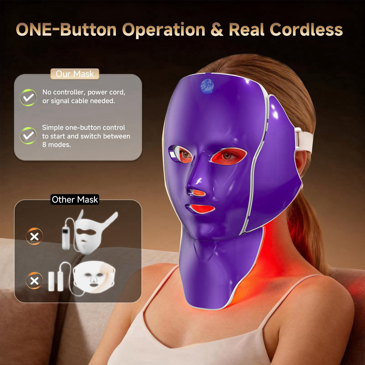 AIHEU 3D Cordless Red Light Therapy Mask for Face and Neck – full view