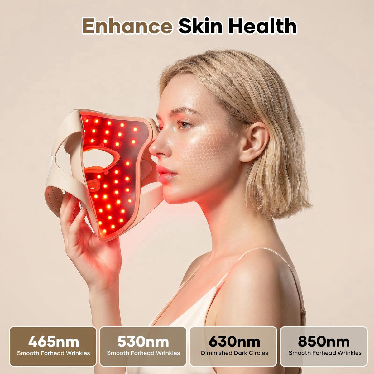SWETJOZO RB-061 Red Light Therapy Mask for Face,USB-C Rechargeable 850nm – close-up detail