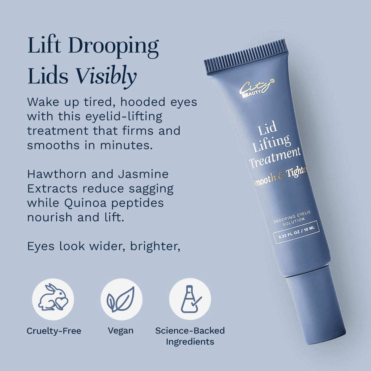 City Beauty Lid Lifting Treatment - Eyelid Firming Eye Cream, 0.33oz – packaging and label