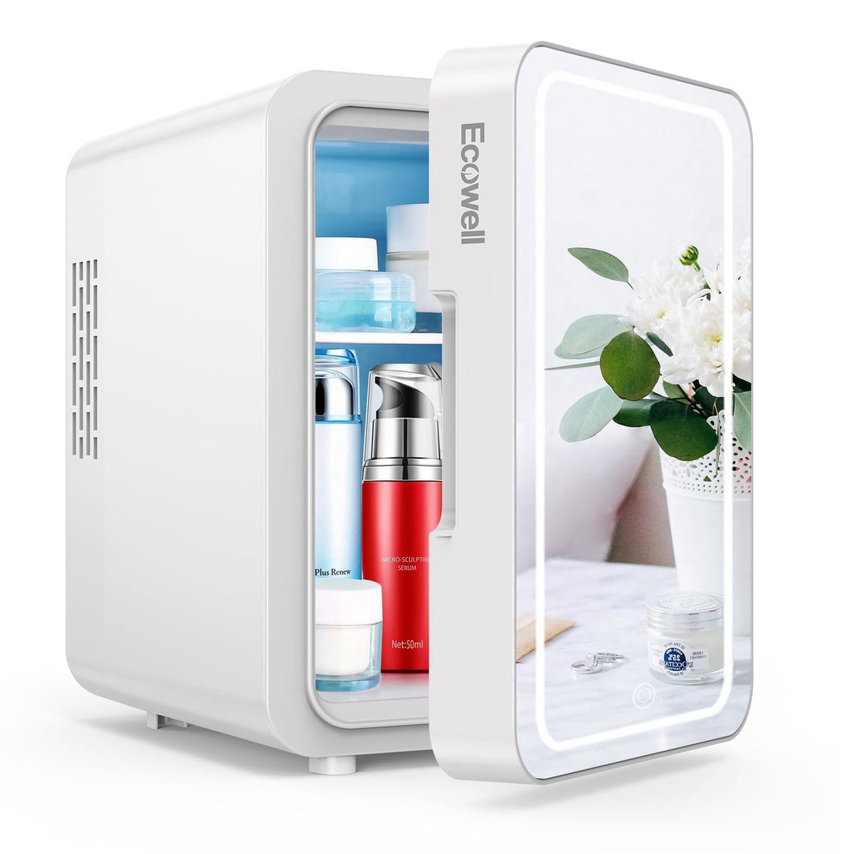 ECOWELL Skin Care Fridge for Cosmetic, Mini Skincare Fridge with LED Mirror – product photo (Compact Refrigerators)
