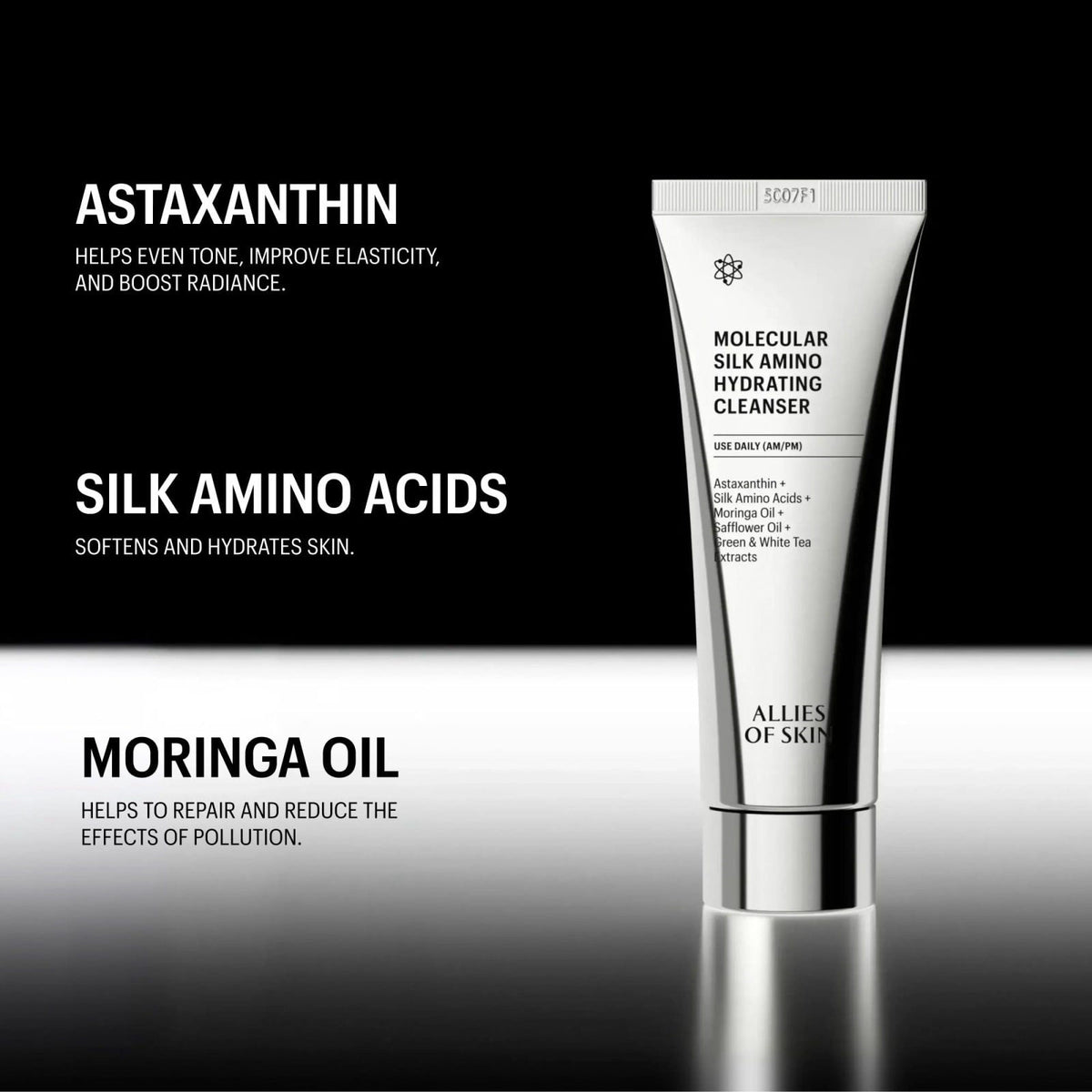 Allies of Skin Hydrating Silk Amino Face Cleanser, 3.4 Fl Oz – packaging and label