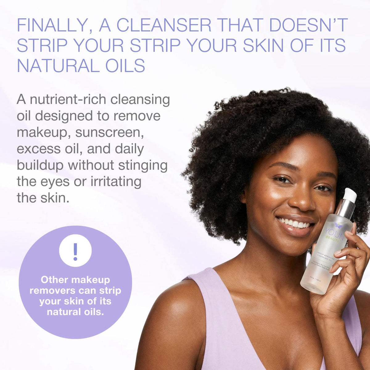 YOUN Beauty Makeup Remover Cleansing Oil, Hydrating Face Cleanser, 120 ml – close-up detail