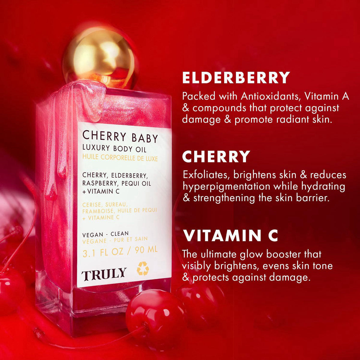 Truly Beauty Luxury Body Oil | Hydrating Shimmer Oil for Glowing Skin – packaging and label