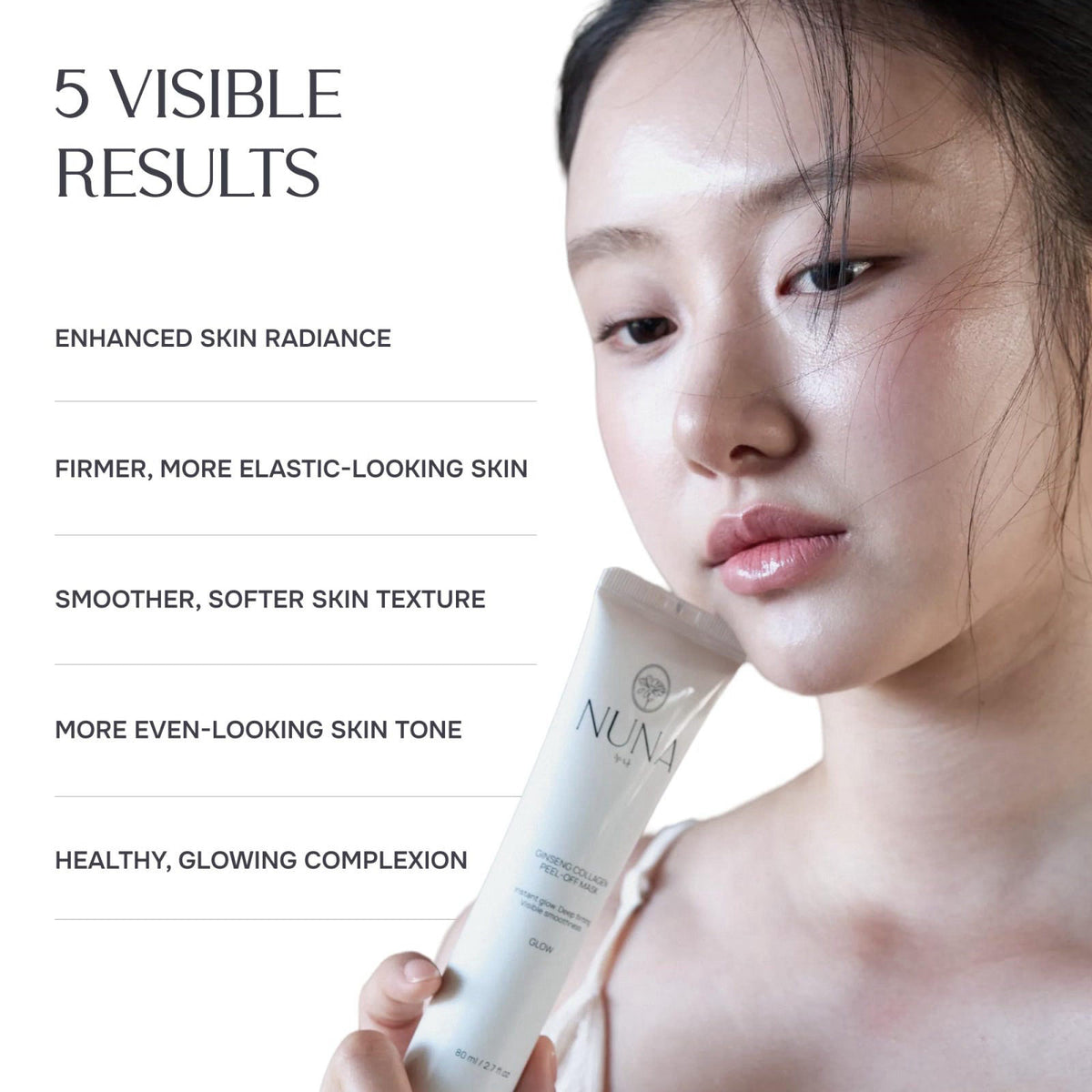 NUNA Ginseng Collagen Peel-Off Mask with Panax Ginseng Root Extract, Hydrolyzed Collagen, Niacinamide, Ceramide, 5-oil c