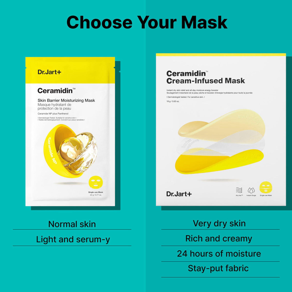 Dr. Jart+ Korean Face Sheet and Mud Masks | Hydrating, Soothing, Redness, Skin Barrier Support, Pore-Purifying Masks – M