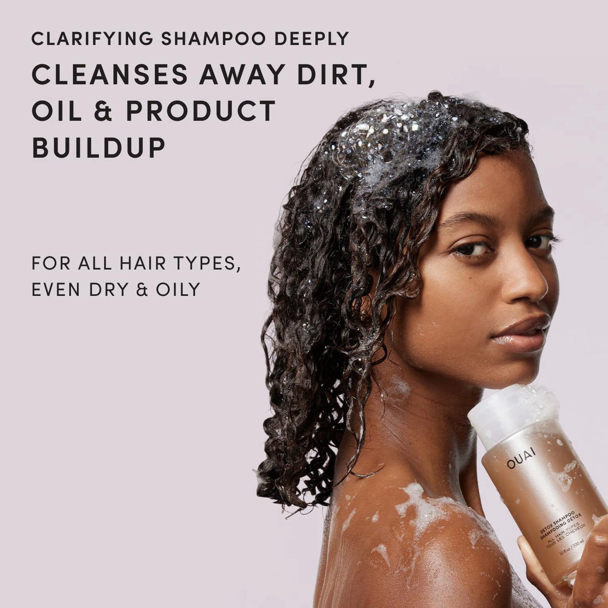 OUAI Detox Shampoo - Clarifying Shampoo for Build Up (10 Fl Oz) – packaging and label