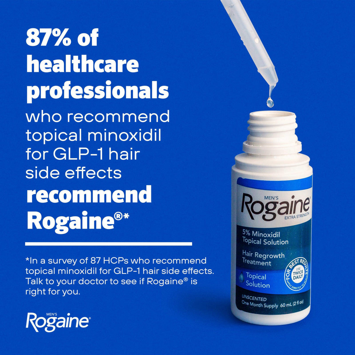 Men's Rogaine Extra Strength 5% Minoxidil Topical Solution, 3 x 2 fl. oz – packaging and label