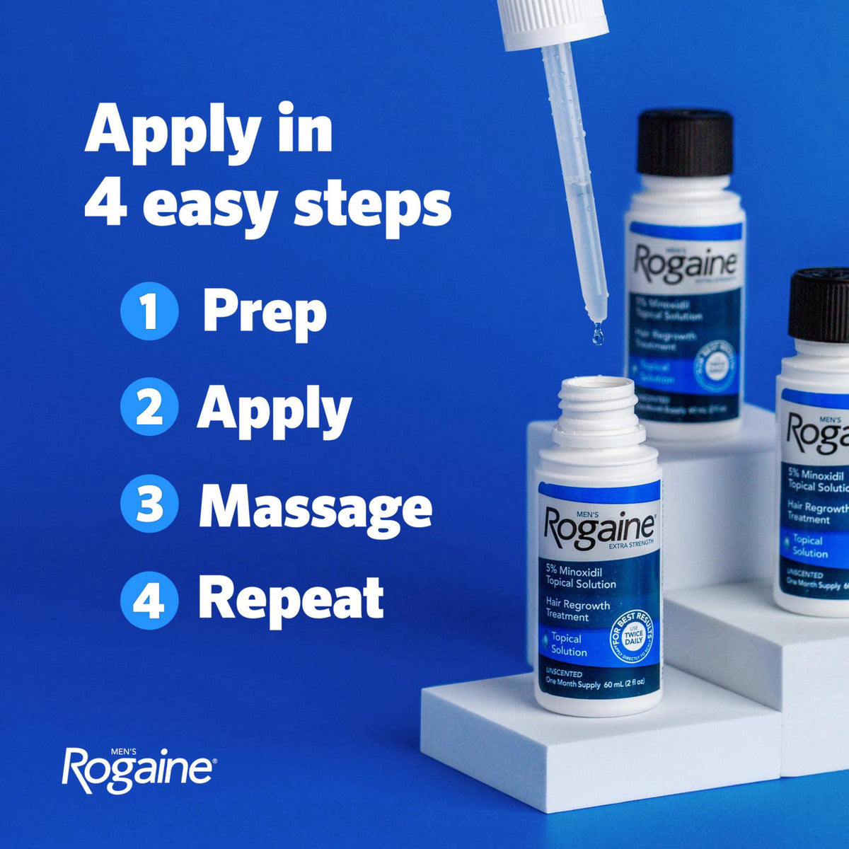 Men's Rogaine Extra Strength 5% Minoxidil Topical Solution, 3 x 2 fl. oz – alternate angle