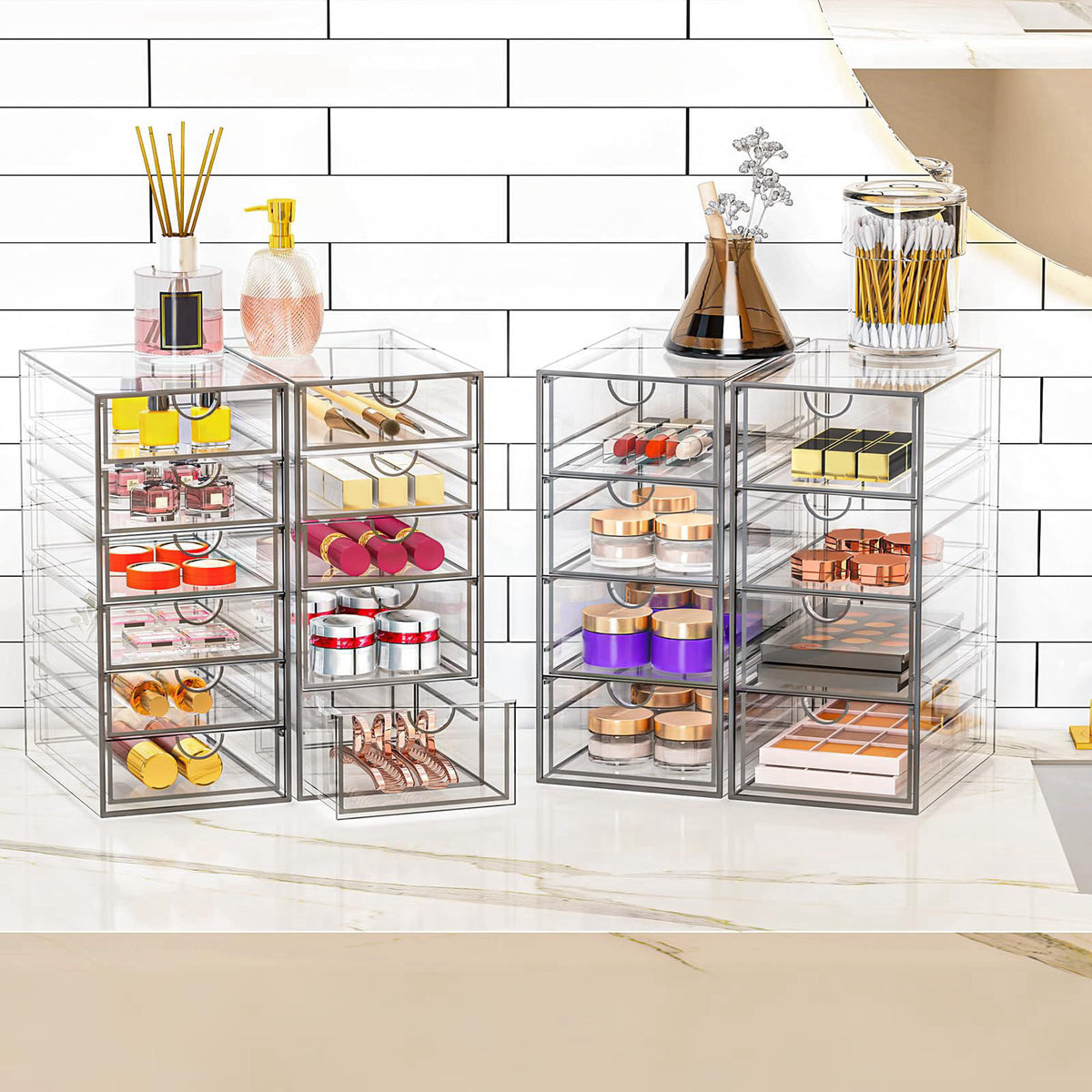YFXCVSL Acrylic Makeup Organizer with 19 Drawers,Storage Drawer Organizer – close-up detail