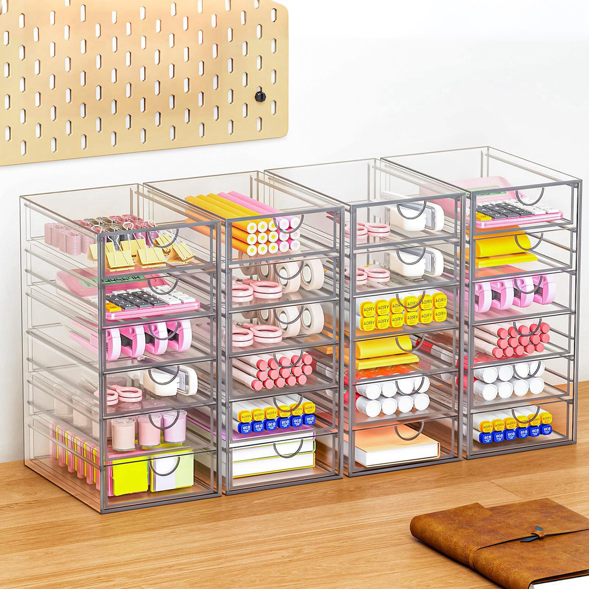 YFXCVSL Acrylic Makeup Organizer with 19 Drawers,Storage Drawer Organizer – full view, size Uniform drawer heights