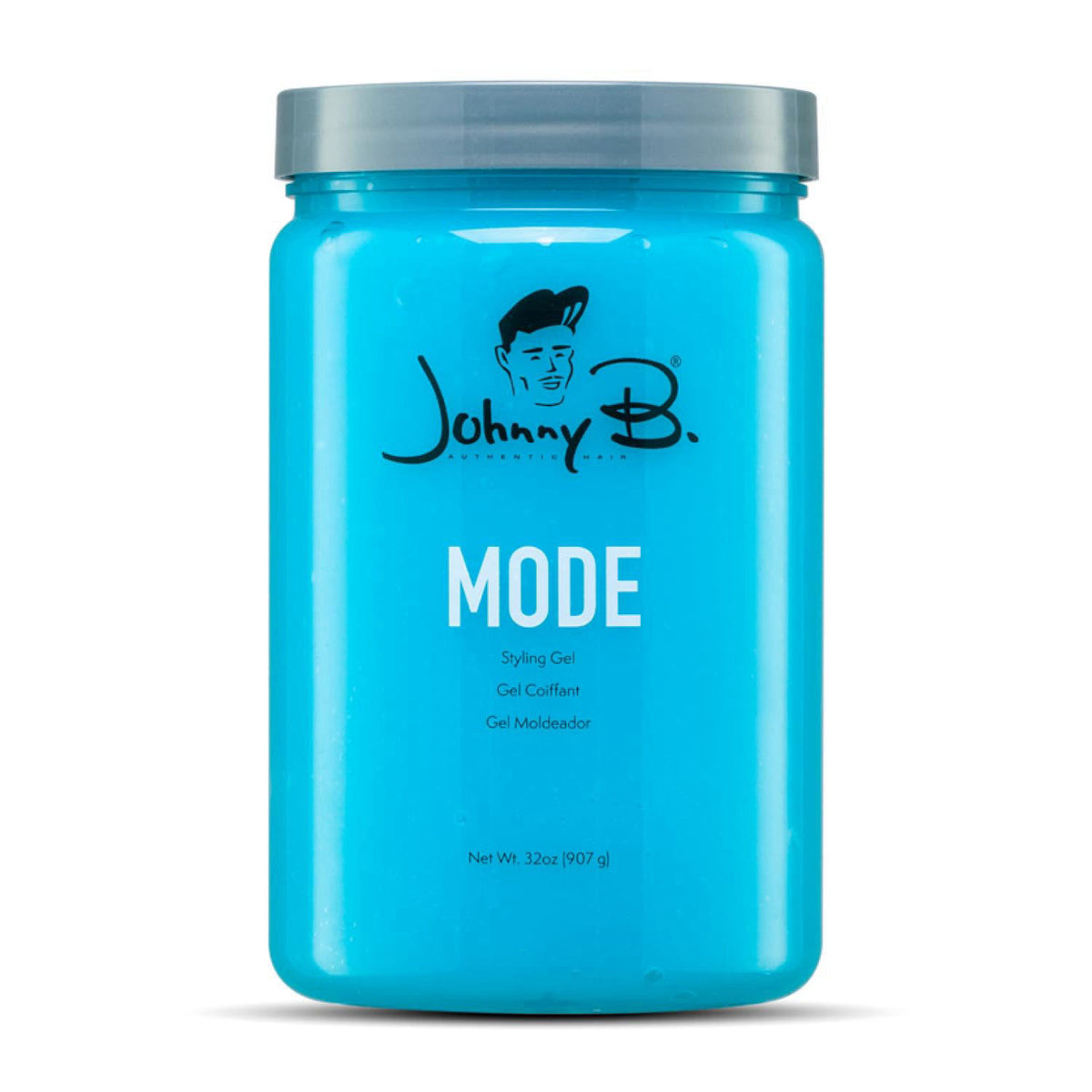 JOHNNY B. Mode Professional Hair Styling Gel, Long Lasting, Alcohol-free, No-flake formula – packaging and label