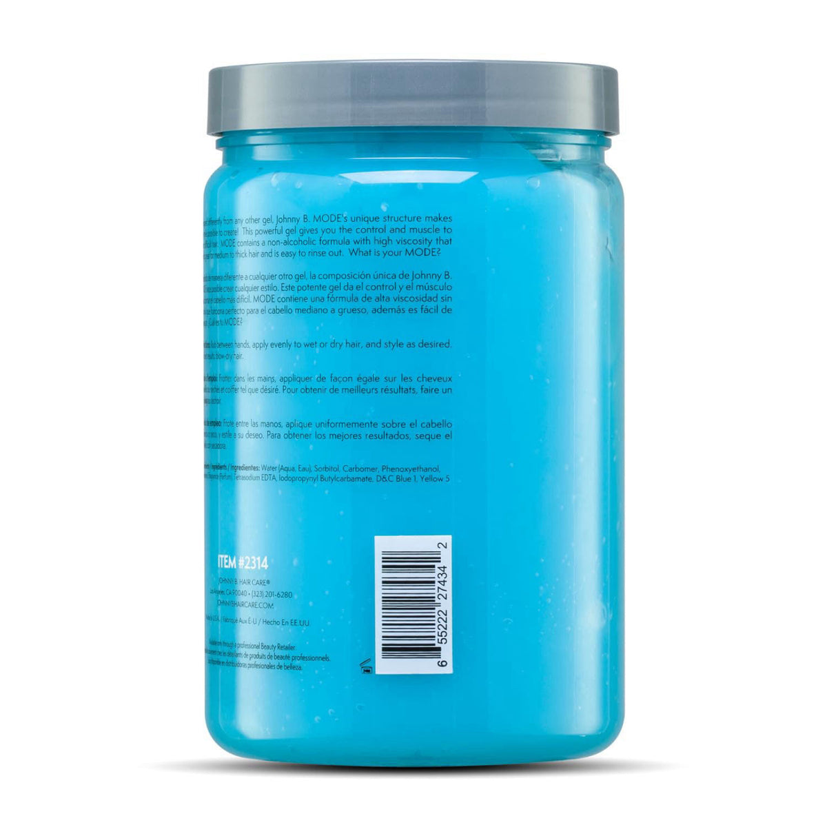 JOHNNY B. Mode Professional Hair Styling Gel, Long Lasting, Alcohol-free, No-flake formula – full view